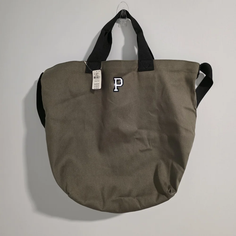 Victoria’s Secret PINK Canvas Tote Bag Olive Green Large Shopper New With Tags - Picture 6 of 10